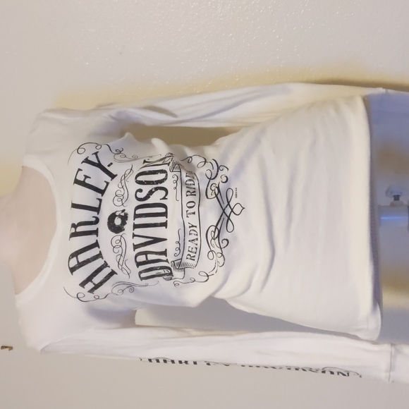 Harley Davidson white long sleeve Tshirt size S - Picture 6 of 9